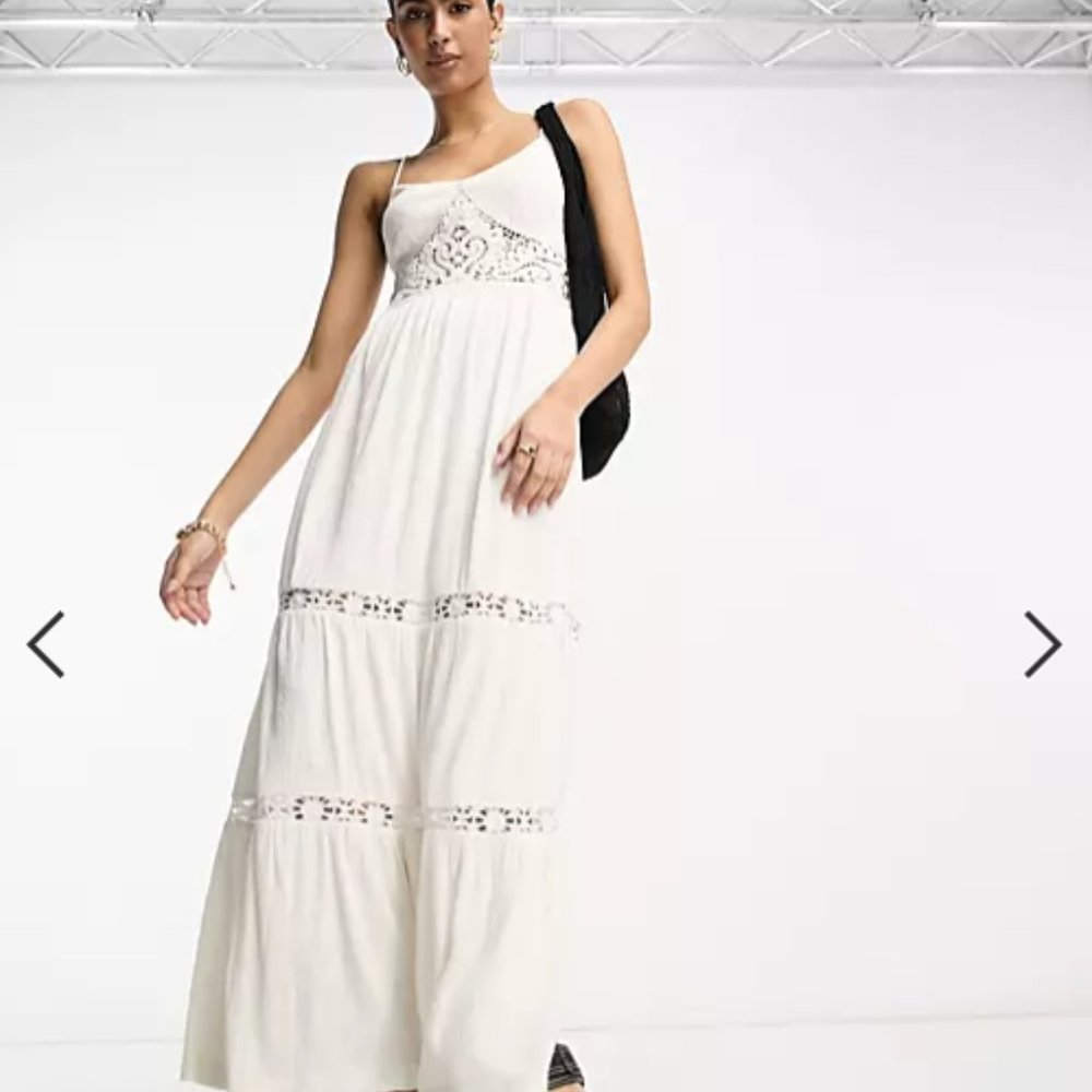 NWT - ASOS White Crochet Midi Dress